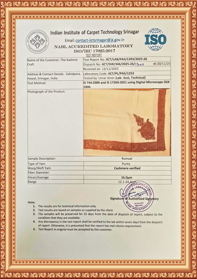 Autumn Flame Rumal — Cashmere Sozni Hand Embroidered