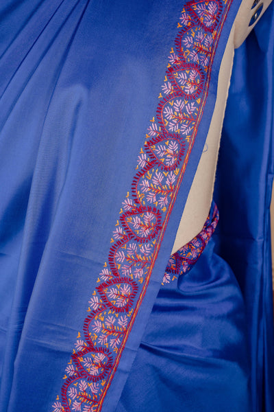 A Royal Affair: The Exquisite Kashmiri Hand-Embroidered Pure Silk Saree