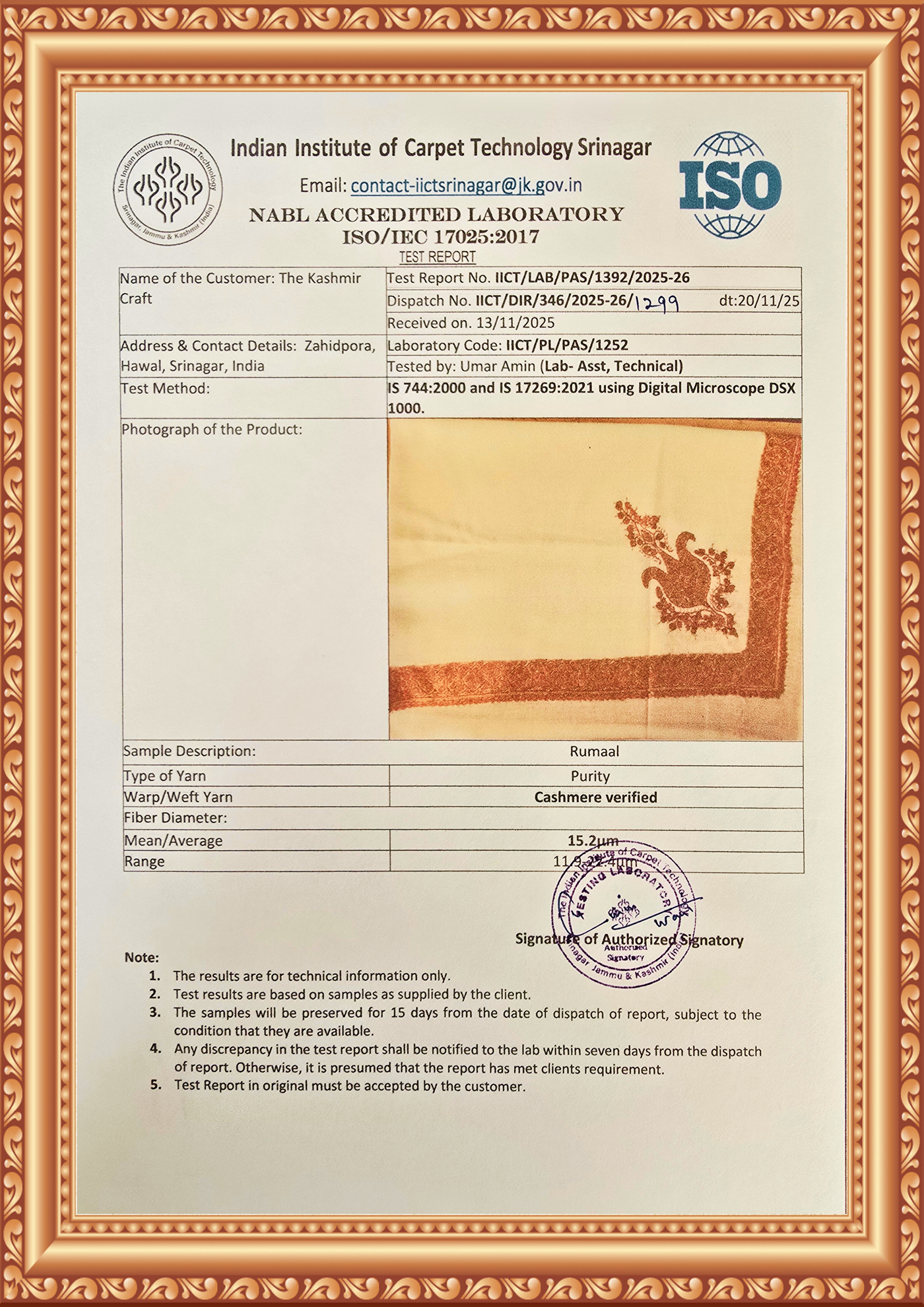 Amber Glow Rumal — Cashmere Sozni Hand Embroidered