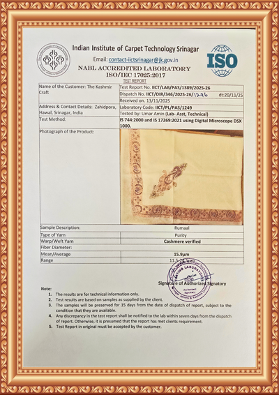 Saffron Mist Rumal — Cashmere Sozni Hand Embroidered