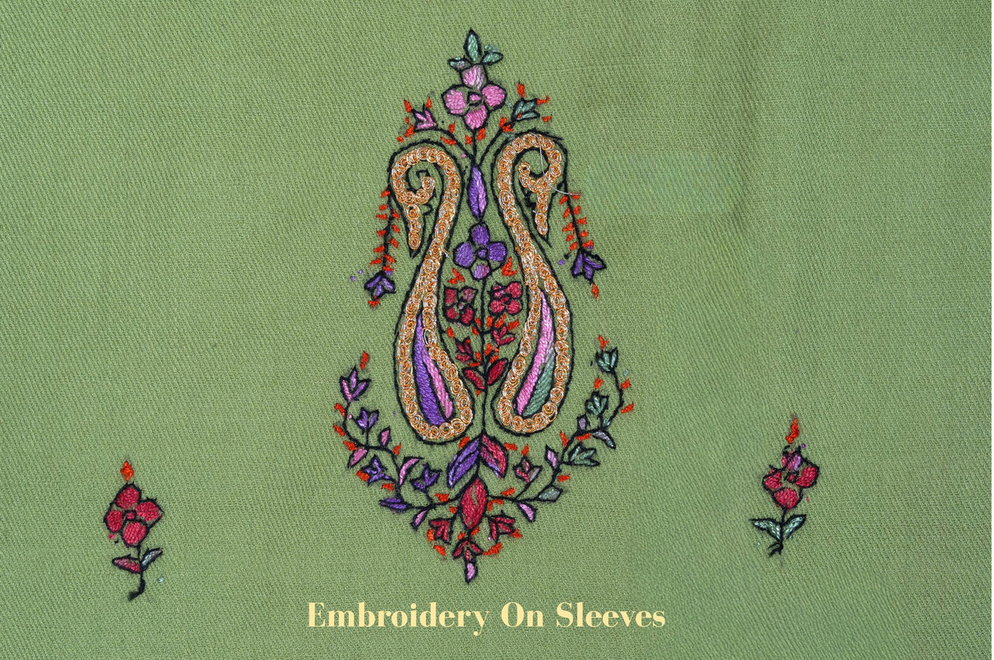 Olive Charm Sozni Hand Embroidered Suit