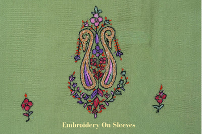 Olive Charm Sozni Hand Embroidered Suit