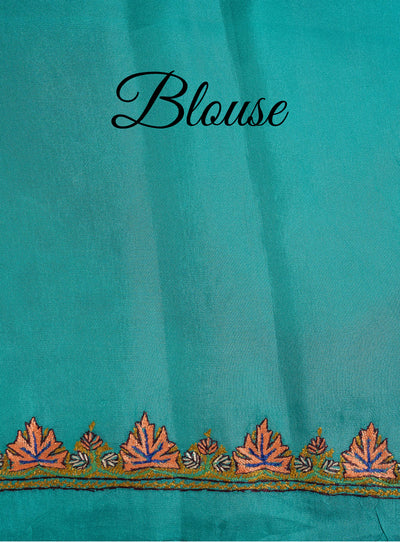 Sky Blue Pure Silk Saree: A Kashmiri Odyssey of Art and Luxury - KashmKari