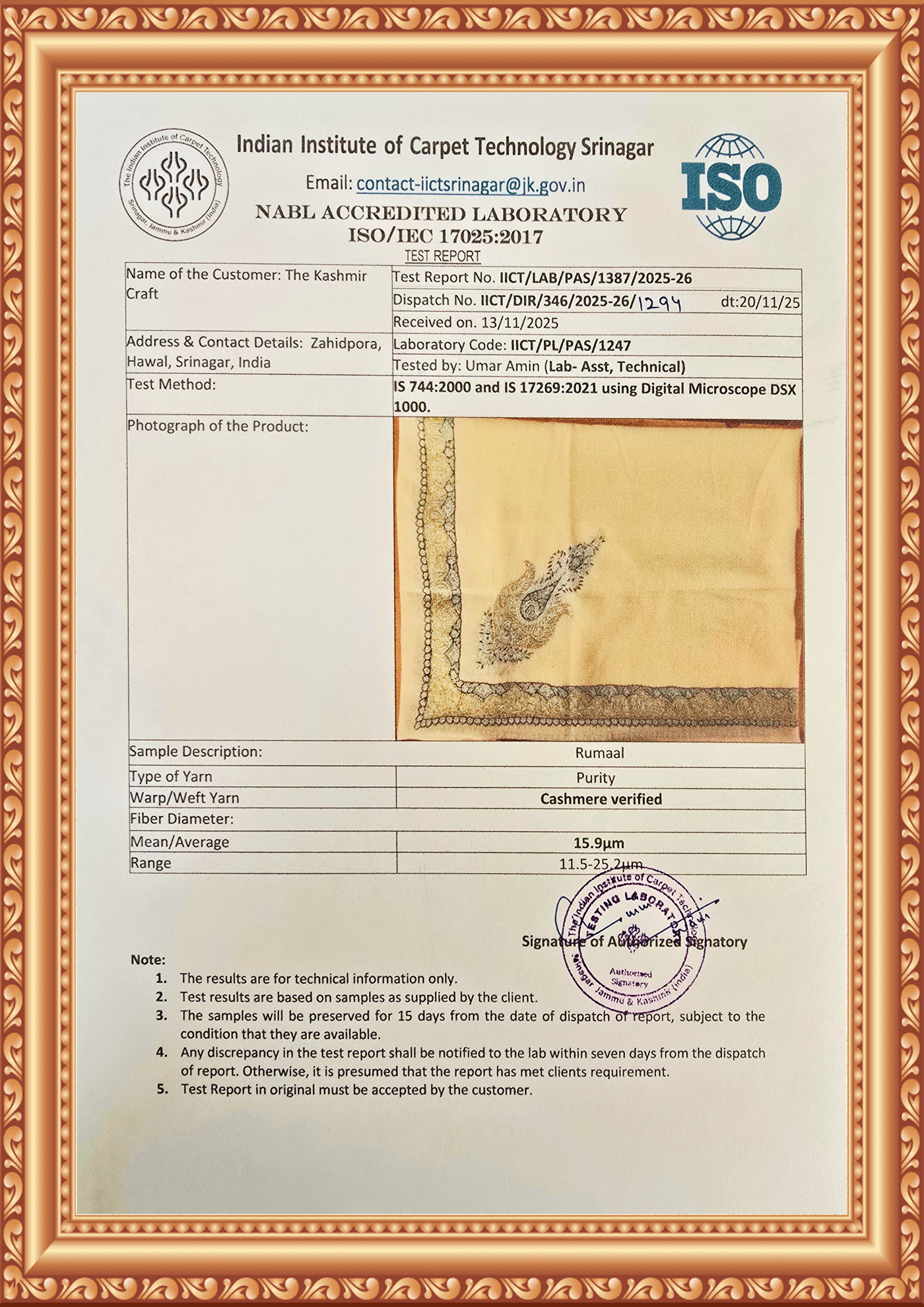 Celeste Gold Rumal — Cashmere Sozni Hand Embroidered