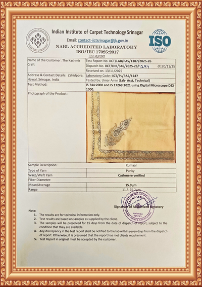 Celeste Gold Rumal — Cashmere Sozni Hand Embroidered