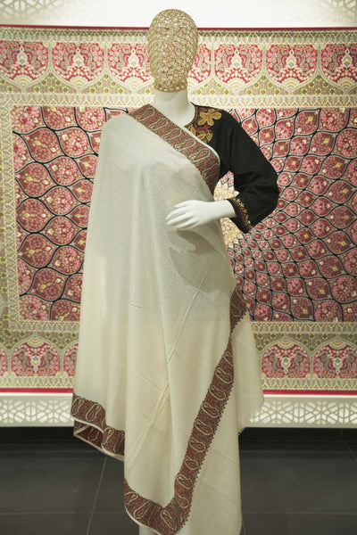 Kashmiri Elegance Hand Embroidered Merino Wool Sozni Shawl