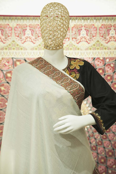 Kashmiri Elegance Hand Embroidered Merino Wool Sozni Shawl