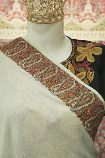 Kashmiri Elegance Hand Embroidered Merino Wool Sozni Shawl