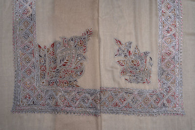 Oasis Taupe Rumal — Sozni Hand Embroidered