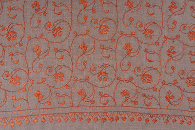 2.5 Yards | Chaman-e-Atish — Sozni Jaal Hand-Embroidered Shawl in Beige & Ember Red