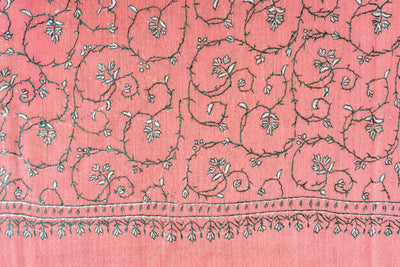 2.5 Yards | Gul-e-Nauroz — Sozni Jaal Hand-Embroidered Shawl in Peach Blossom Pink