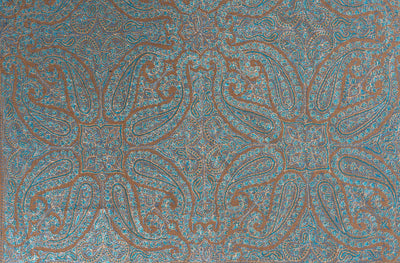 2.5 Yards | Neelab-e-Zamindar — Sozni Jamawar Shawl in Beige with Azure Embroidery