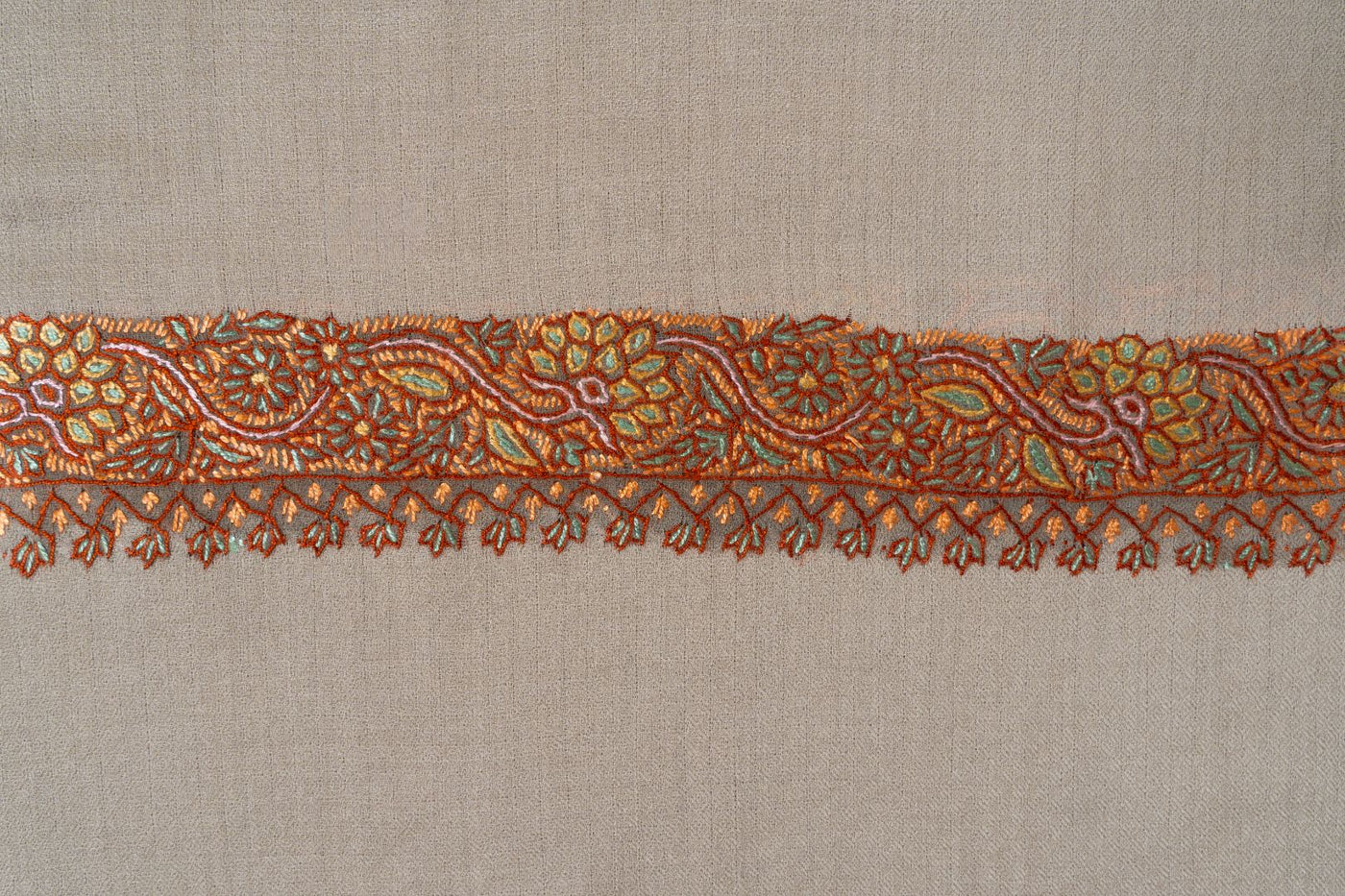 2.5 Yards | Sunehri Daaman — Sozni Hand-Embroidered Shawl in Desert Beige
