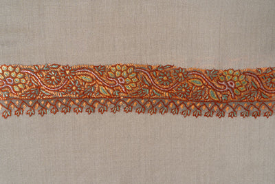 2.5 Yards | Sunehri Daaman — Sozni Hand-Embroidered Shawl in Desert Beige
