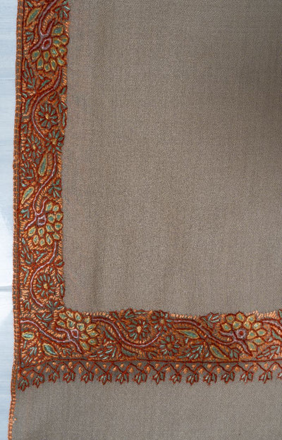 2.5 Yards | Sunehri Daaman — Sozni Hand-Embroidered Shawl in Desert Beige
