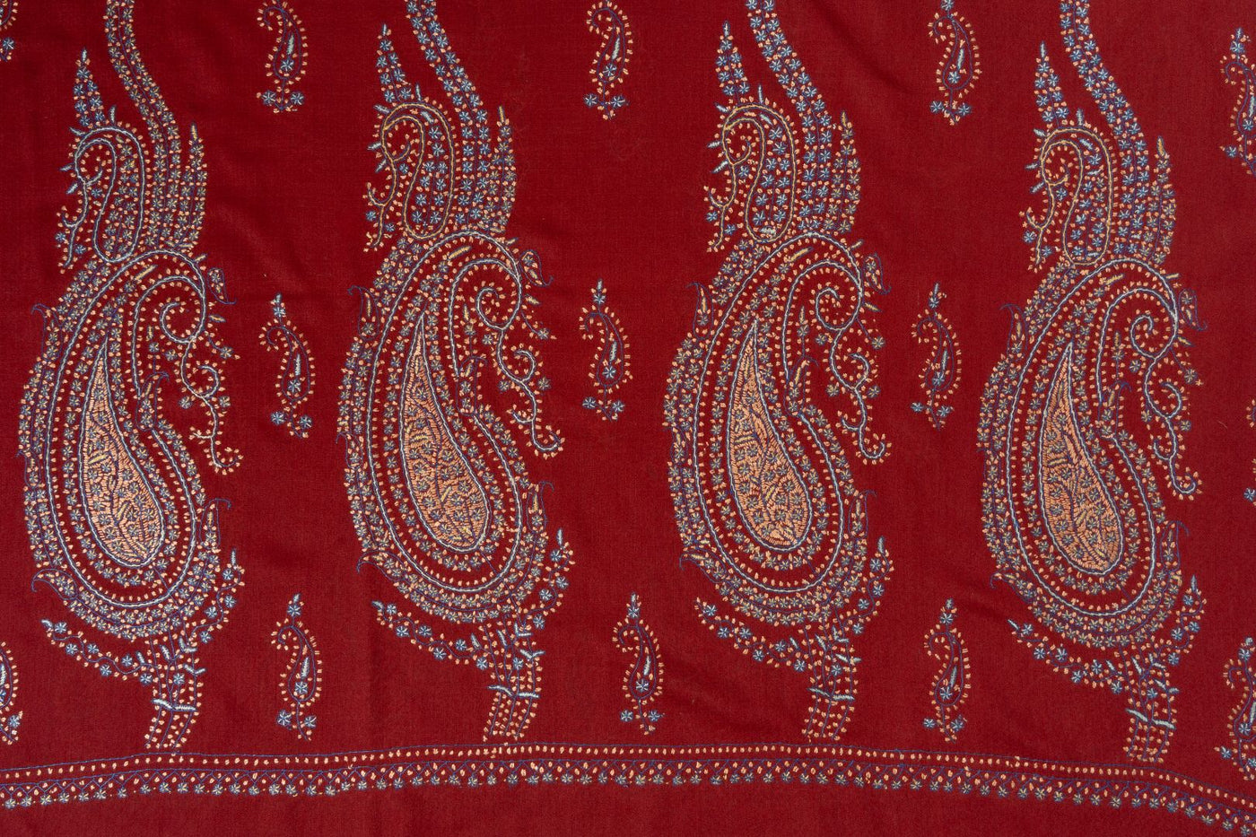 2.5 Yards | Shafaq-e-Tabassum — Sozni Hand-Embroidered Shawl in Deep Cocoa with Paisley Medallions (Copy)