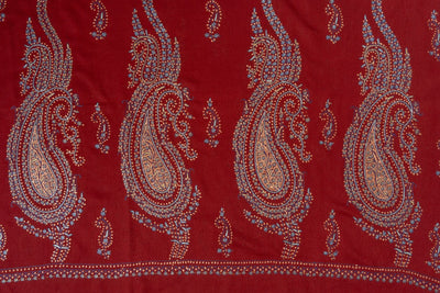 2.5 Yards | Shafaq-e-Tabassum — Sozni Hand-Embroidered Shawl in Deep Cocoa with Paisley Medallions (Copy)