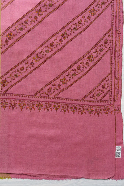 Gulaabi Daastaan – Rose Sozni Hand-Embroidered Pashmina Shawl
