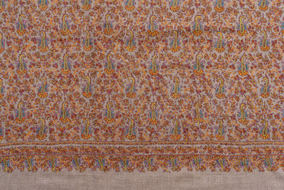 Bahaar – Taupe Sozni Hand-Embroidered Pashmina Jama Shawl