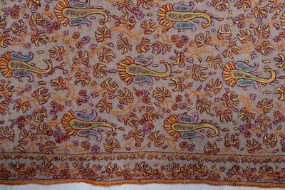 Bahaar – Taupe Sozni Hand-Embroidered Pashmina Jama Shawl