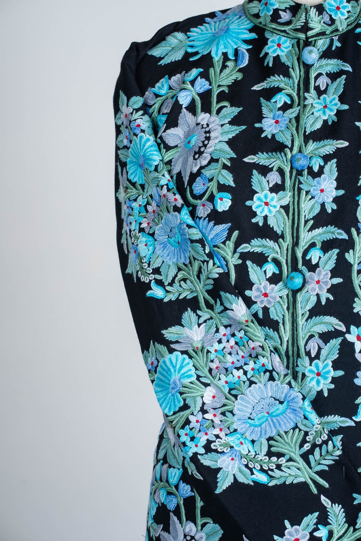 Midnight Bloom Aari Hand Embroidered Long Jacket