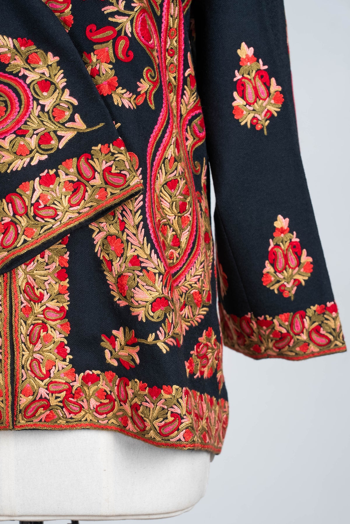 Crimson Paisley Aari Hand Embroidered Short Jacket