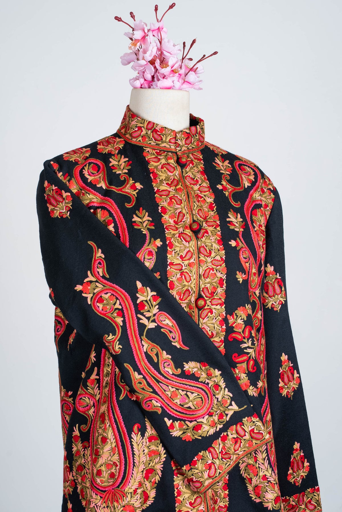 Crimson Paisley Aari Hand Embroidered Short Jacket