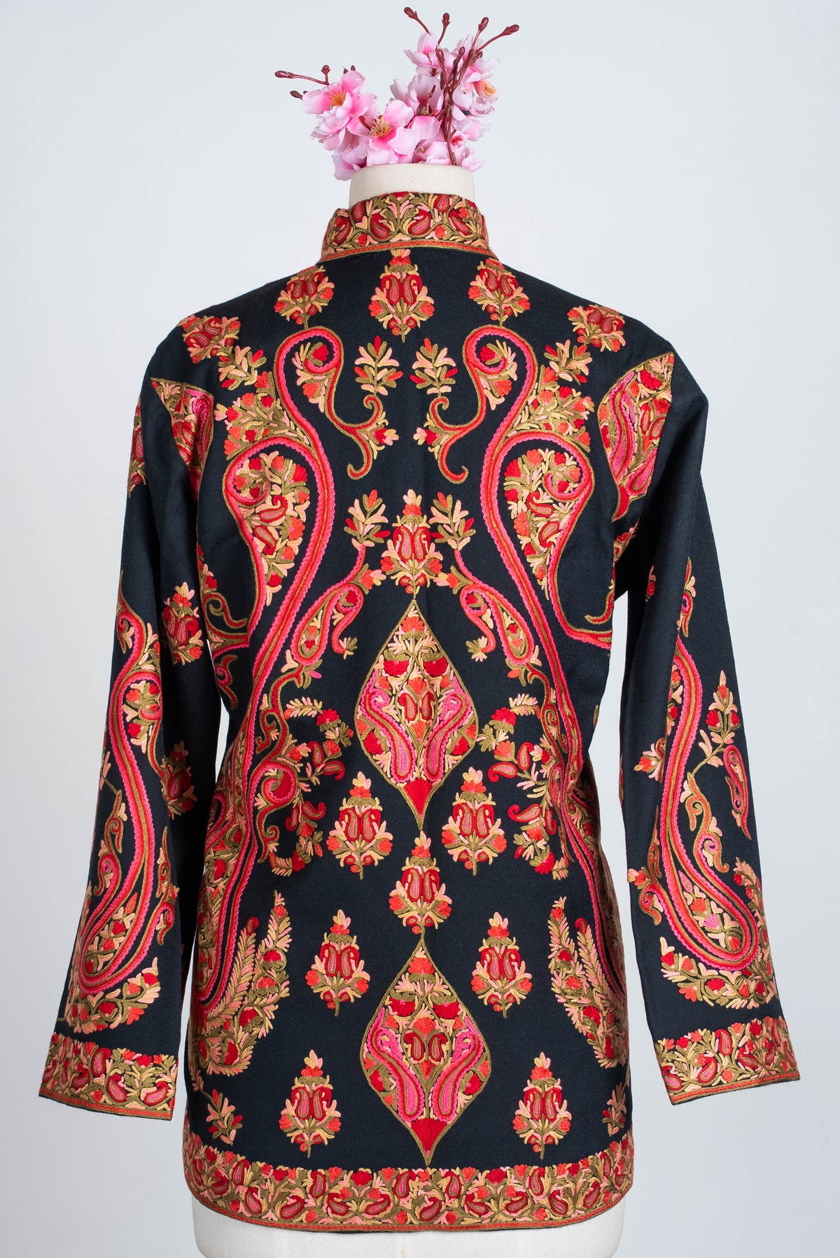 Crimson Paisley Aari Hand Embroidered Short Jacket