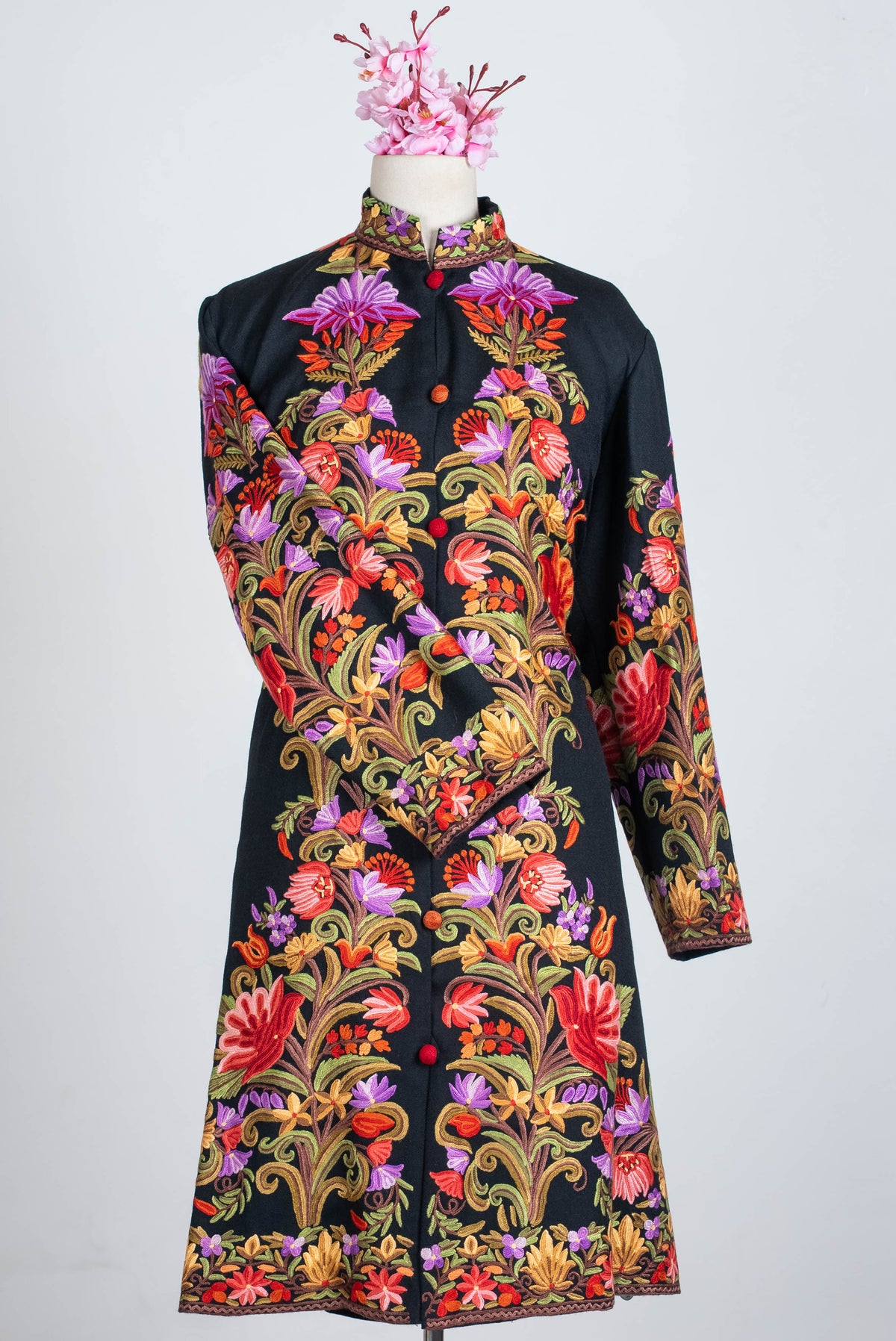 Enchanted Florals Aari Hand Embroidered Long Jacket