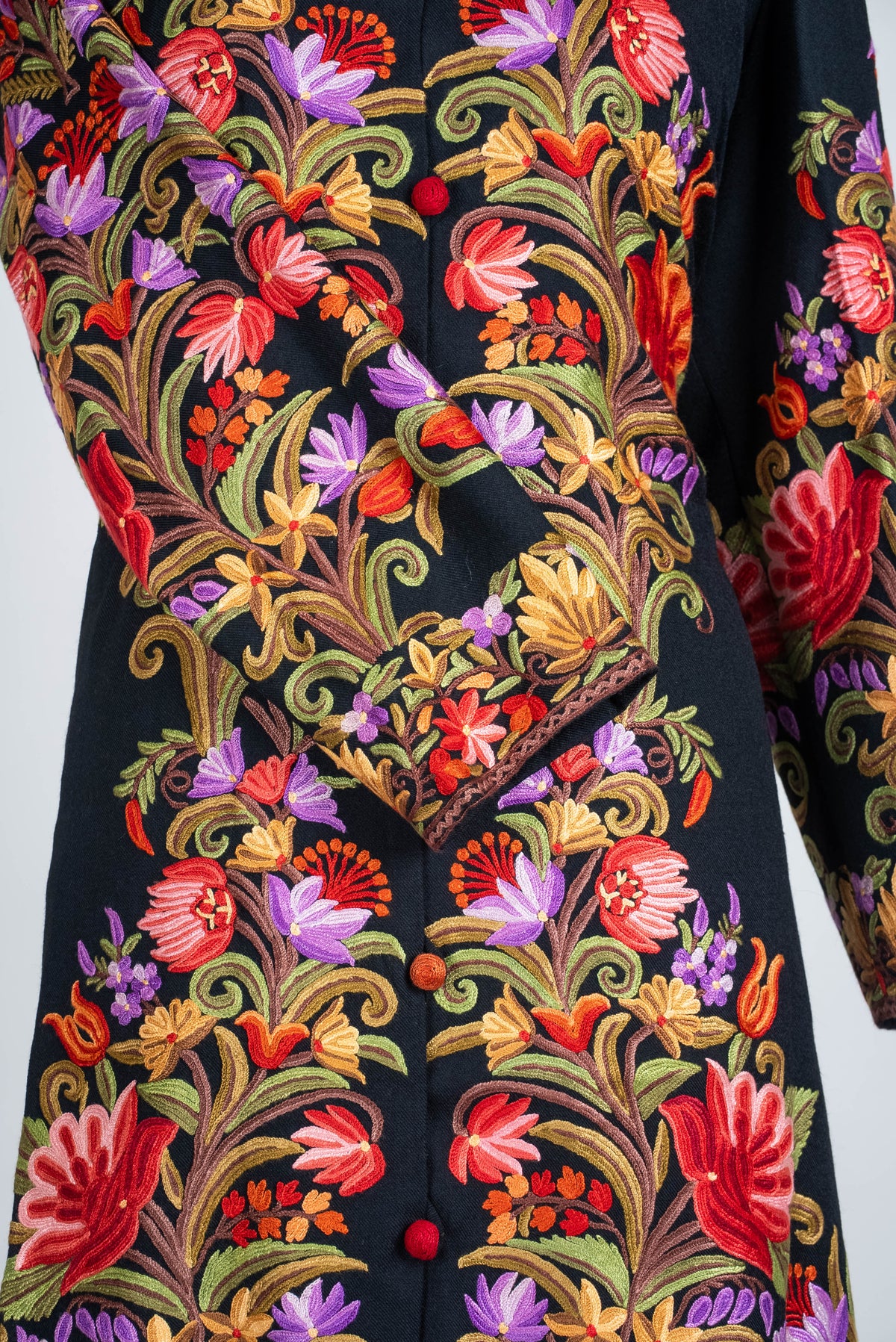 Enchanted Florals Aari Hand Embroidered Long Jacket