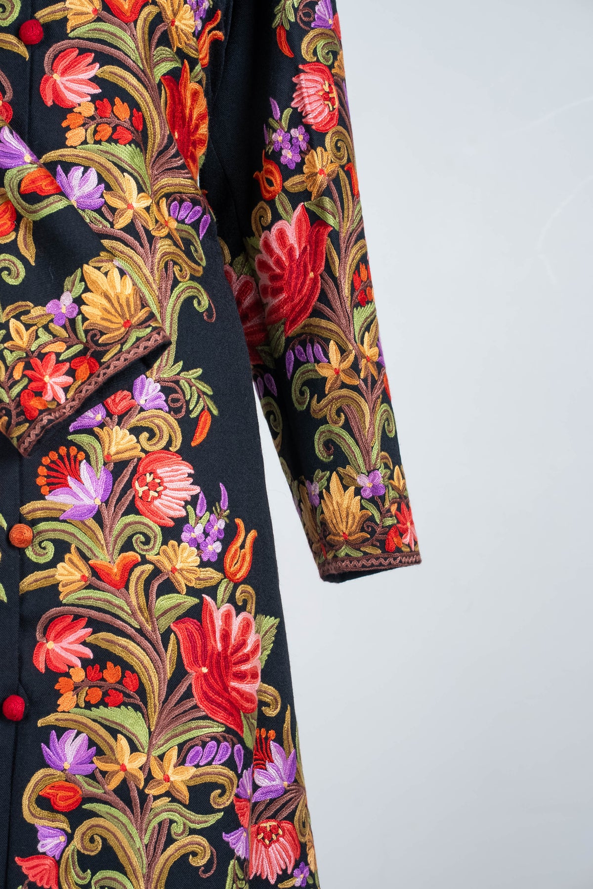 Enchanted Florals Aari Hand Embroidered Long Jacket