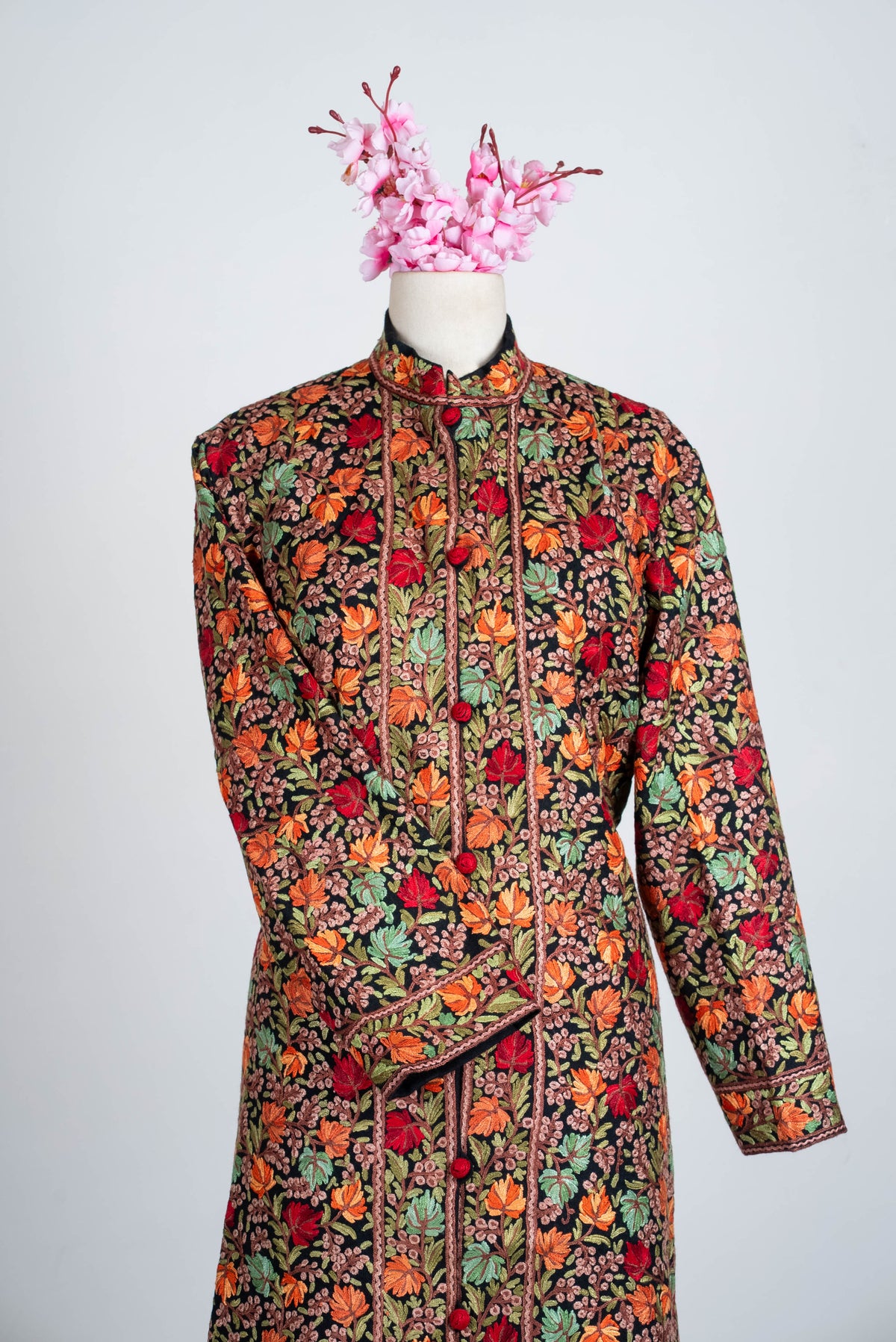 Autumn Vine Aari Hand Embroidered Long Jacket