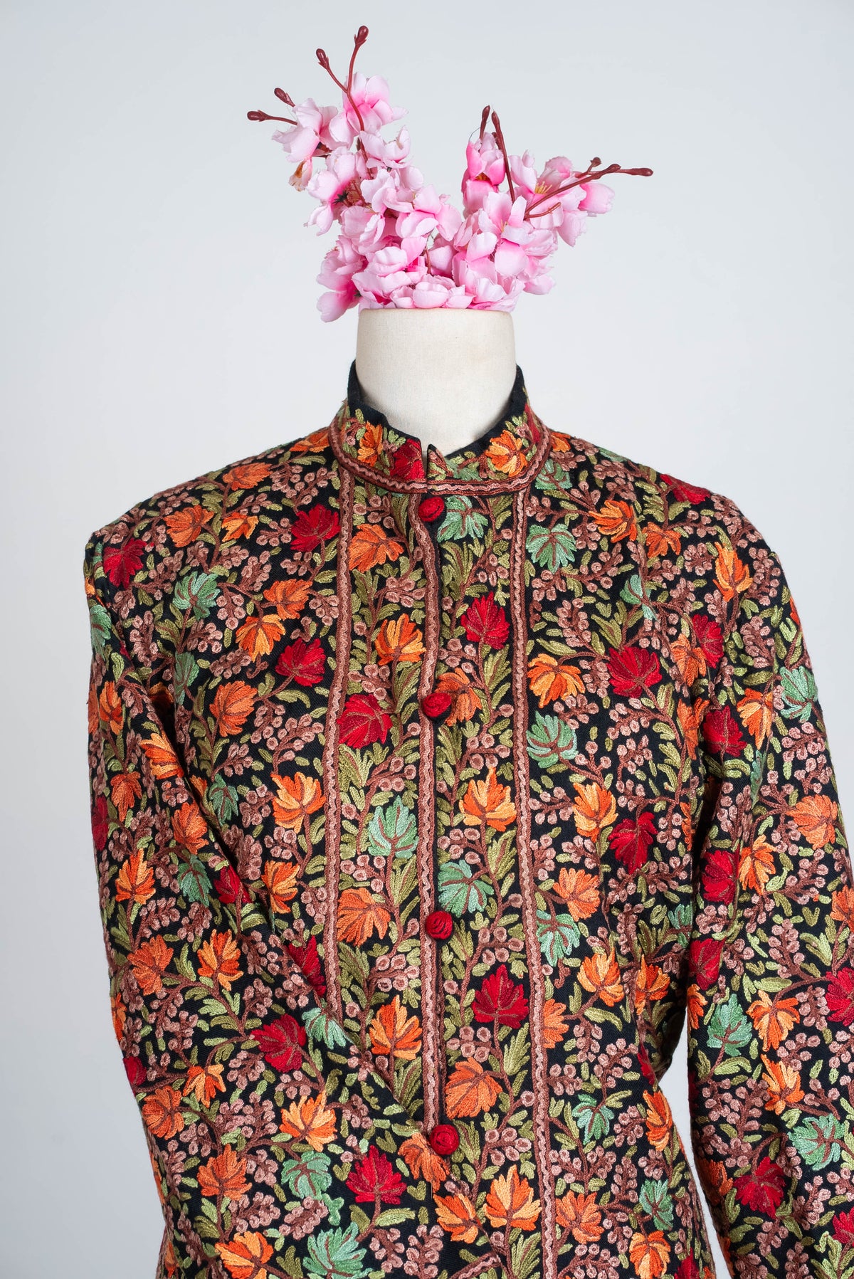 Autumn Vine Aari Hand Embroidered Long Jacket