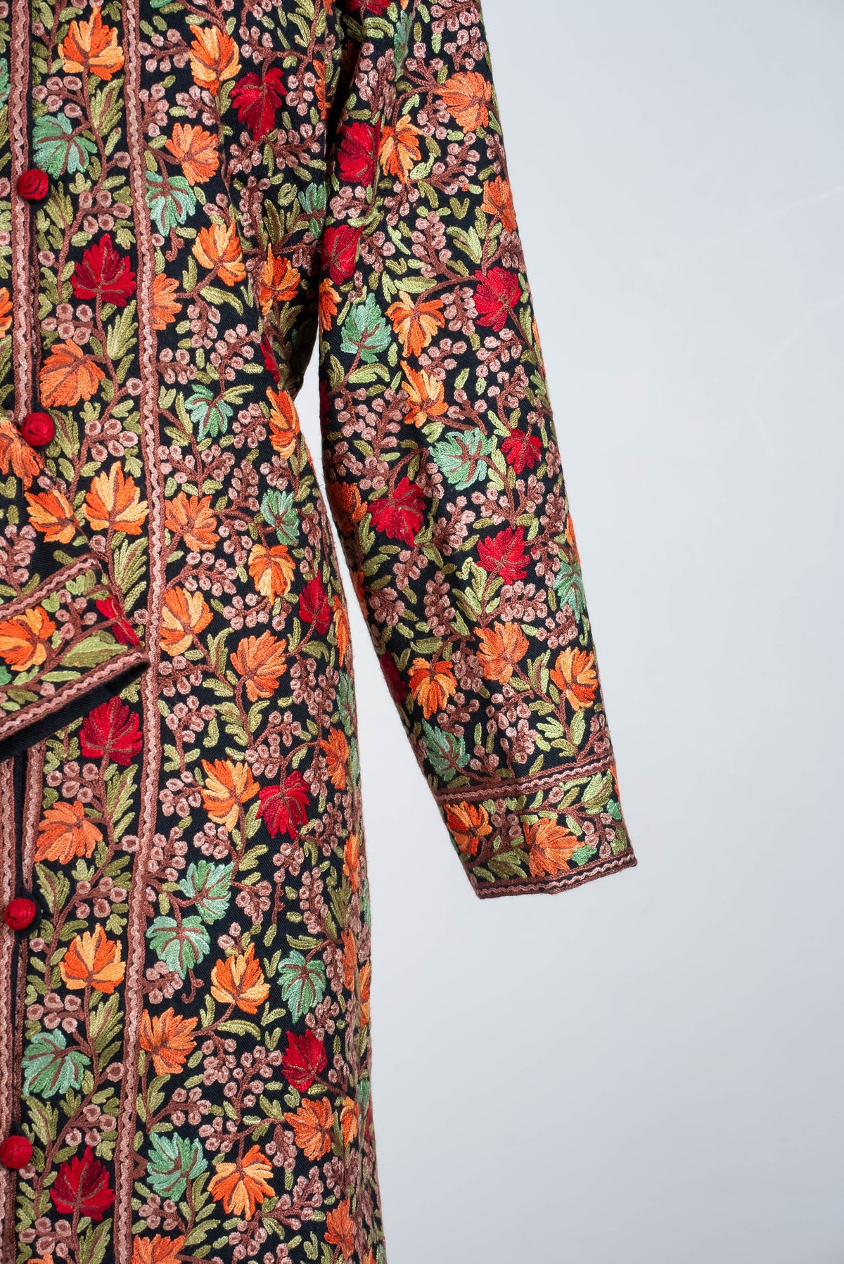 Autumn Vine Aari Hand Embroidered Long Jacket