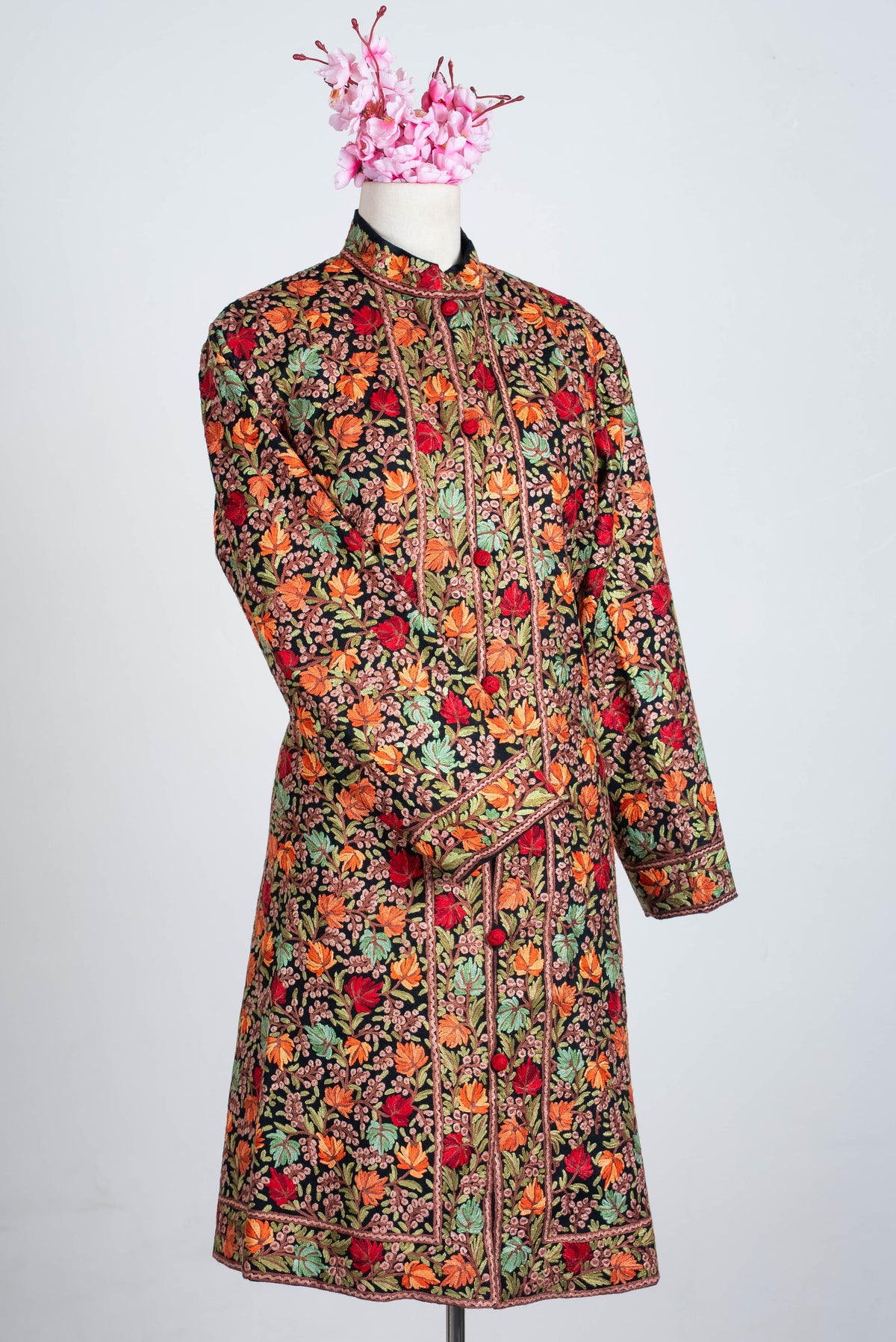 Autumn Vine Aari Hand Embroidered Long Jacket