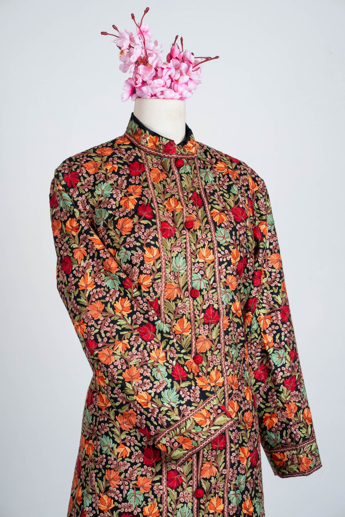 Autumn Vine Aari Hand Embroidered Long Jacket