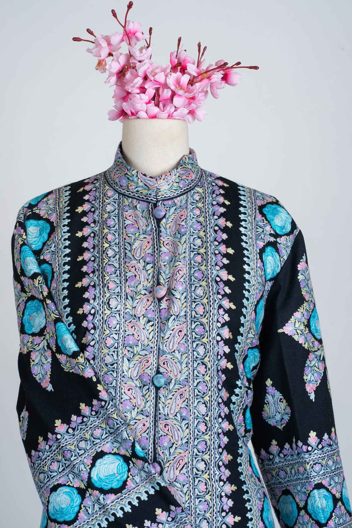 Frosted Paisley Aari Hand Embroidered Long Jacket