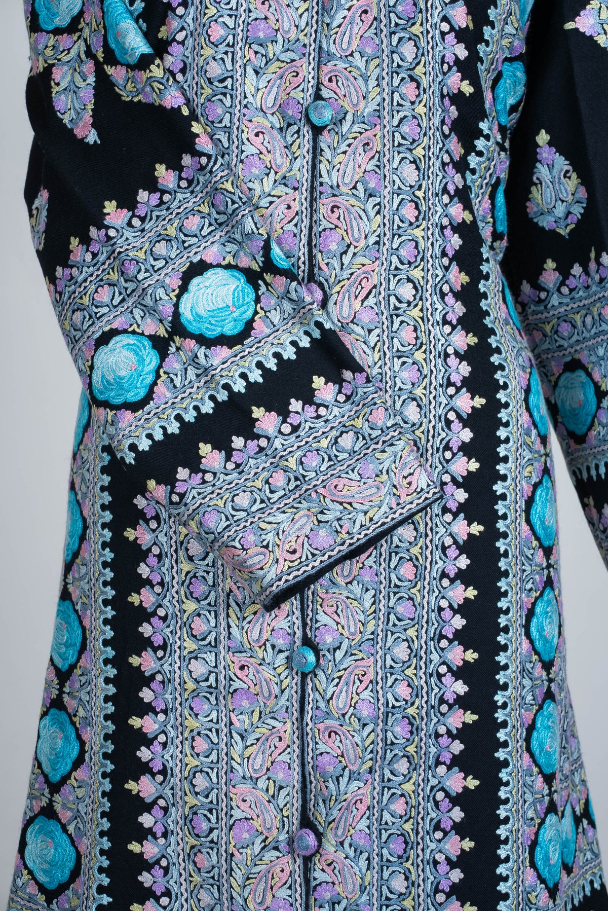 Frosted Paisley Aari Hand Embroidered Long Jacket