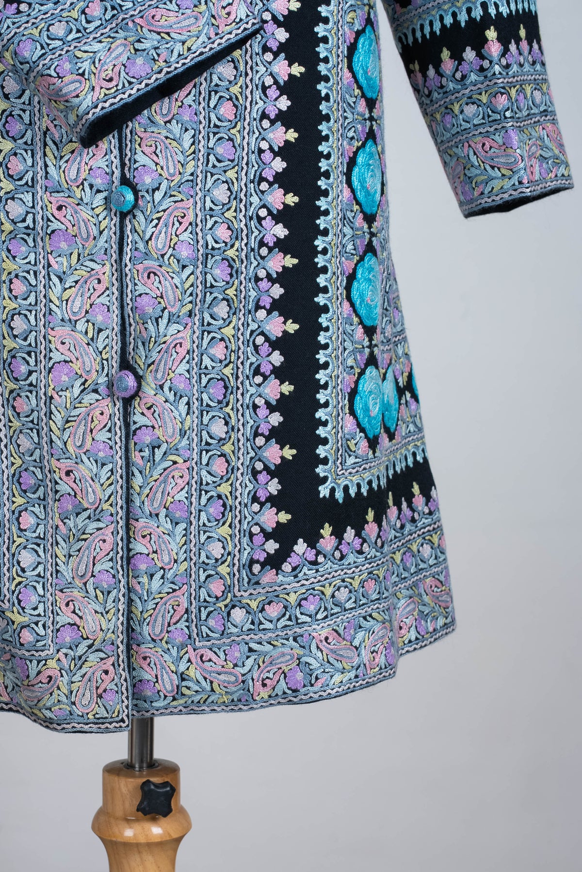 Frosted Paisley Aari Hand Embroidered Long Jacket