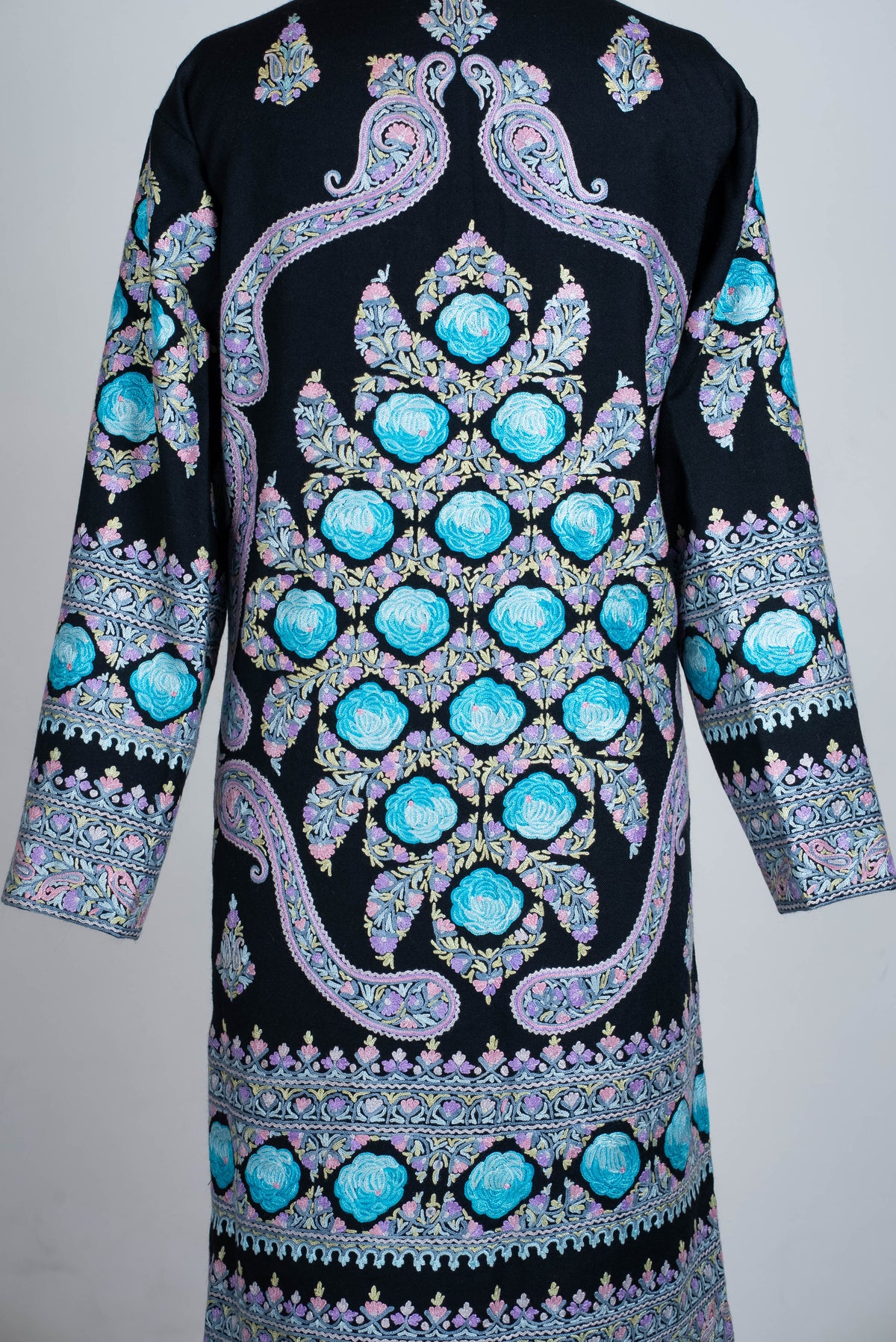Frosted Paisley Aari Hand Embroidered Long Jacket