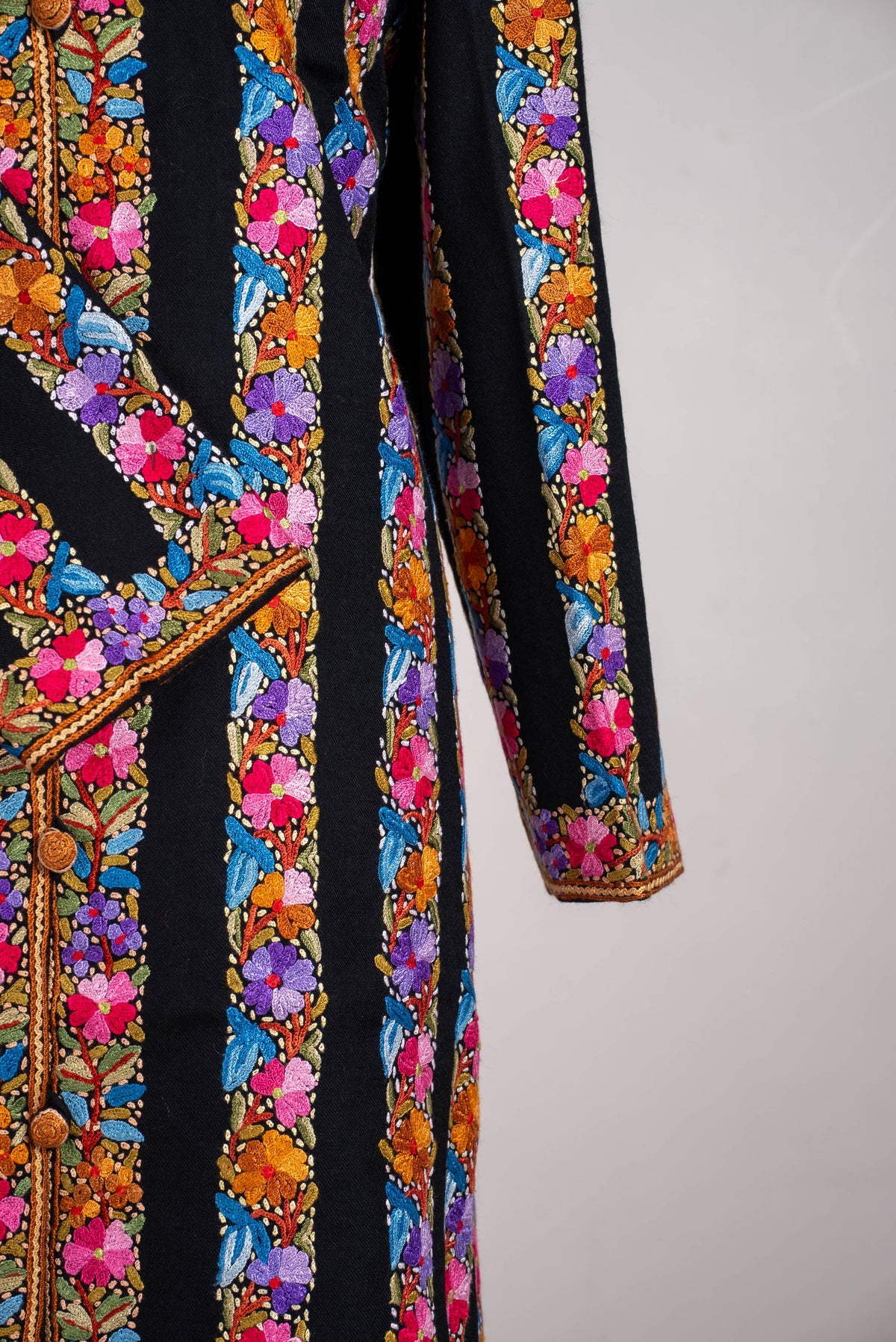 Carnival Stripe Aari Hand Embroidered Long Jacket