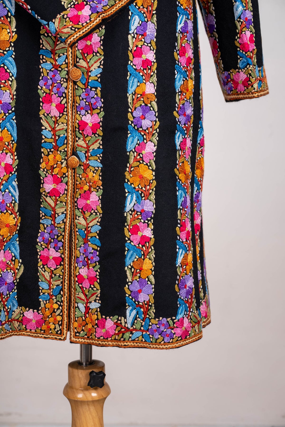 Carnival Stripe Aari Hand Embroidered Long Jacket