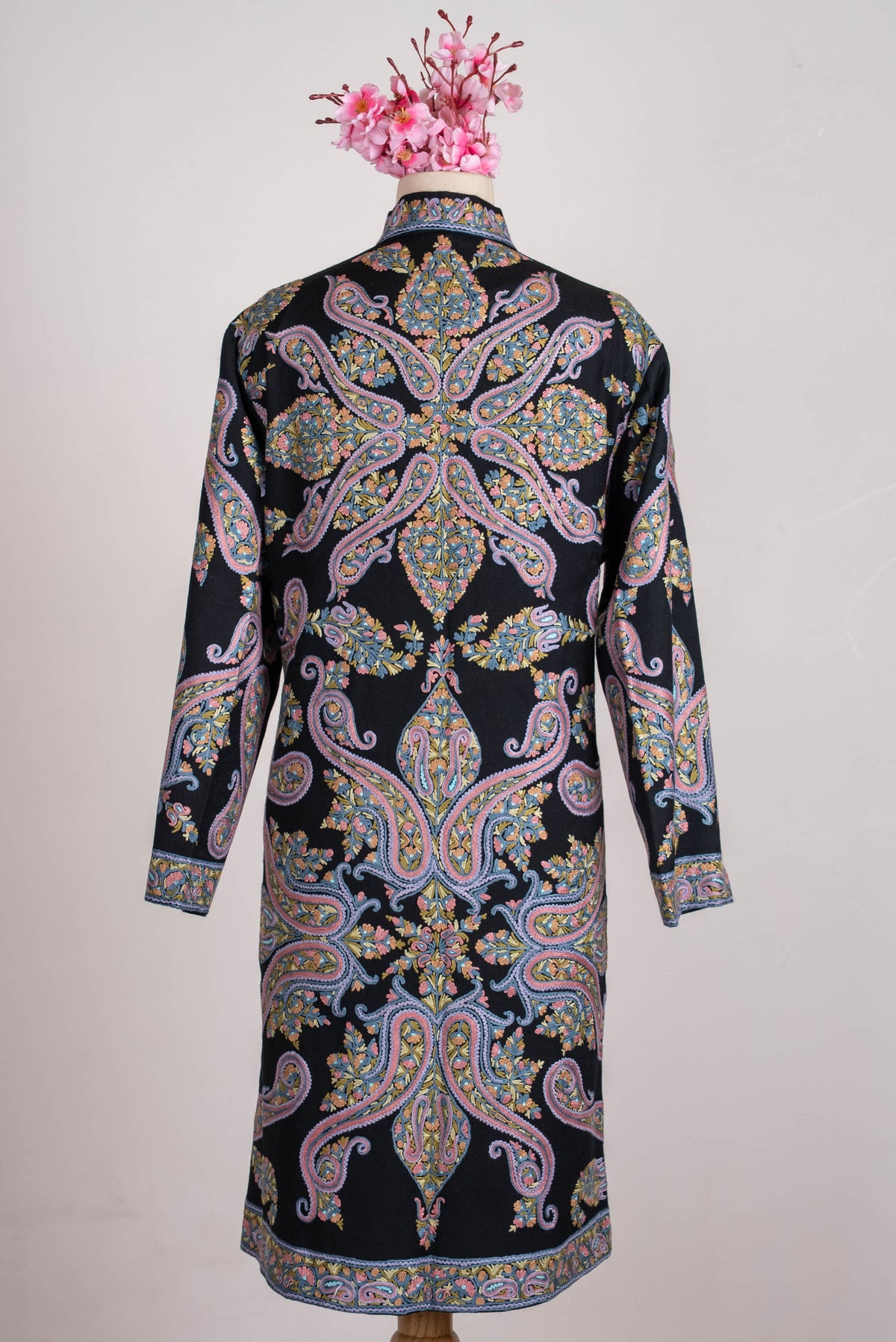 Pastel Paisley Aari Hand Embroidered Long Jacket