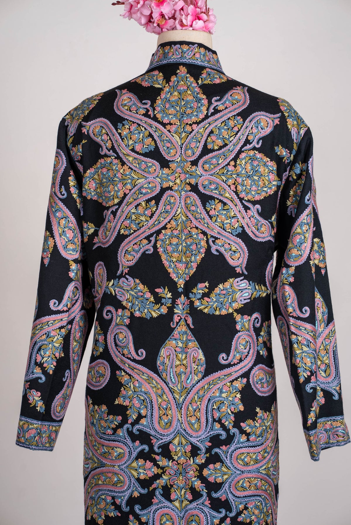 Pastel Paisley Aari Hand Embroidered Long Jacket