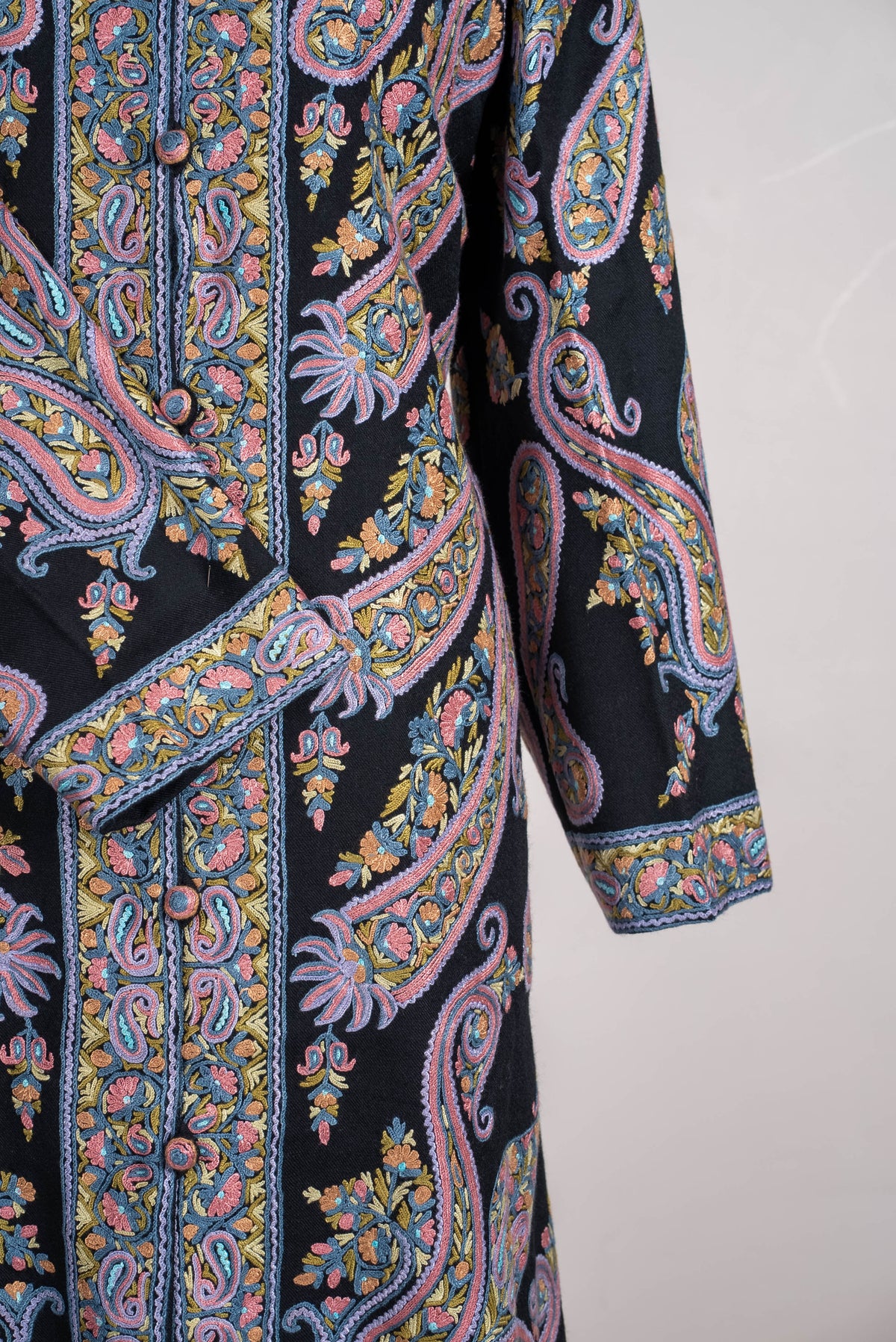Pastel Paisley Aari Hand Embroidered Long Jacket