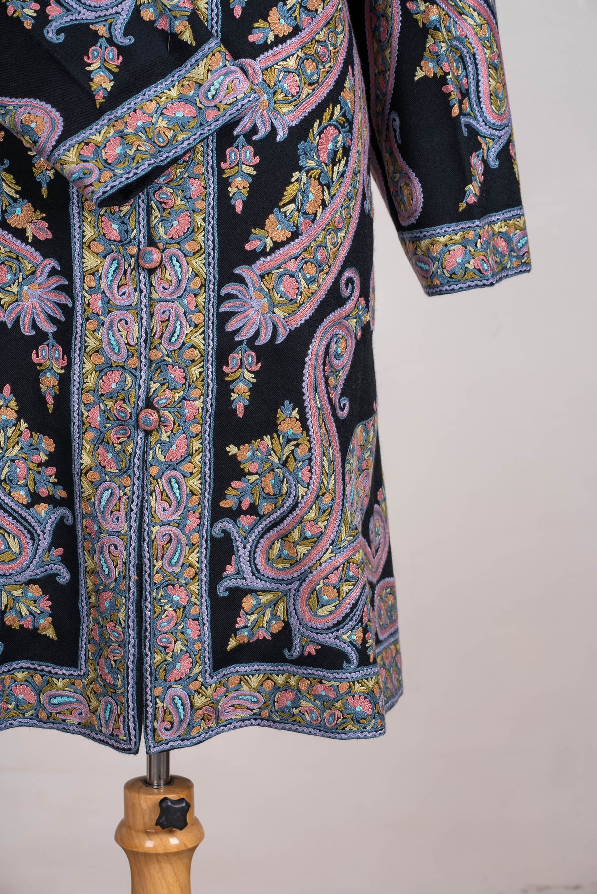Pastel Paisley Aari Hand Embroidered Long Jacket