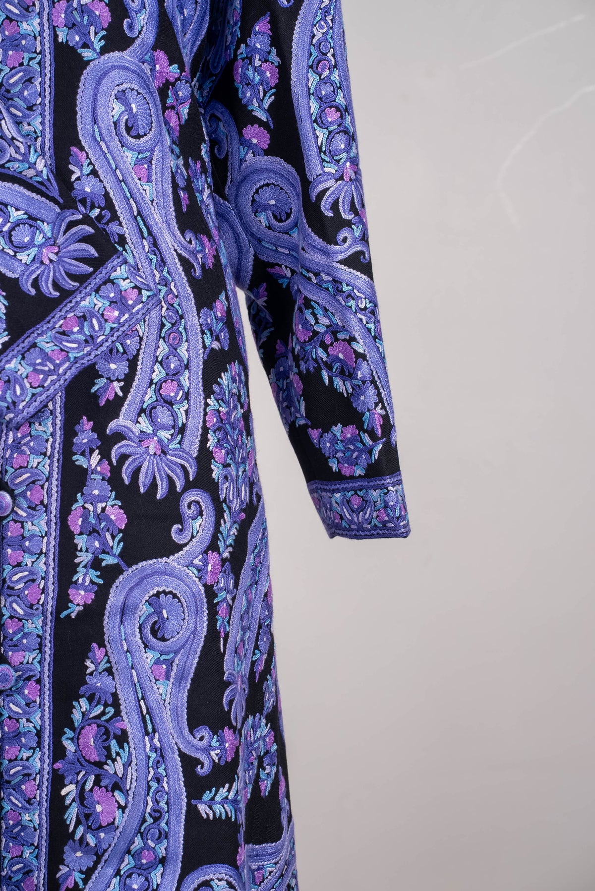 Lavender Paisley Aari Hand Embroidered Long Jacket