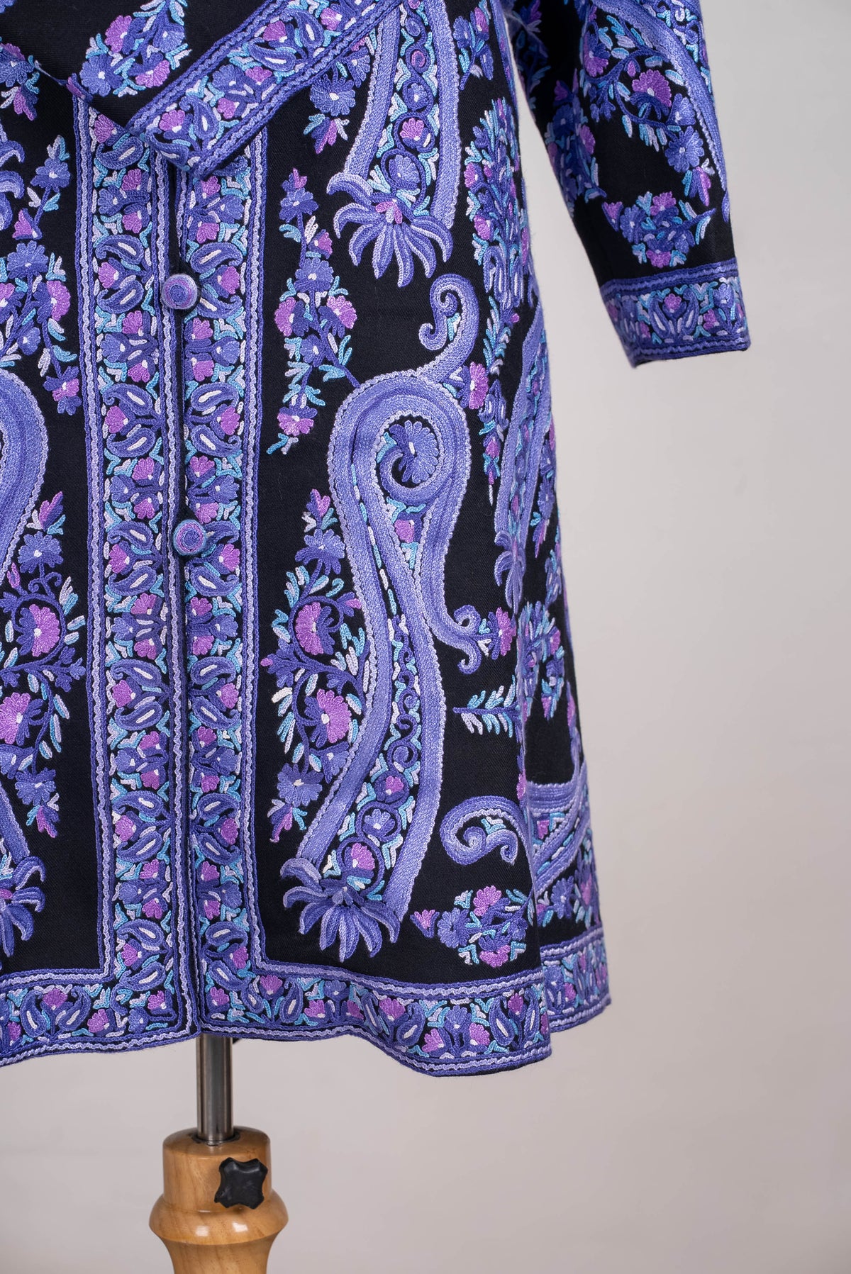 Lavender Paisley Aari Hand Embroidered Long Jacket