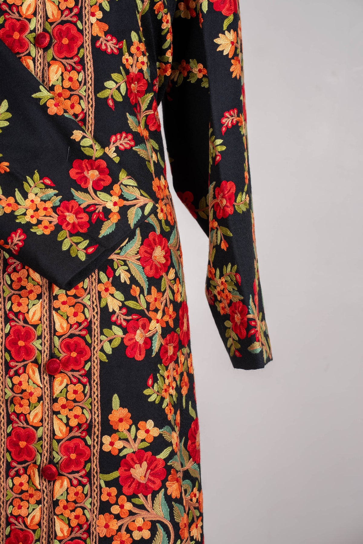 Crimson Garden Aari Hand Embroidered Long Jacket