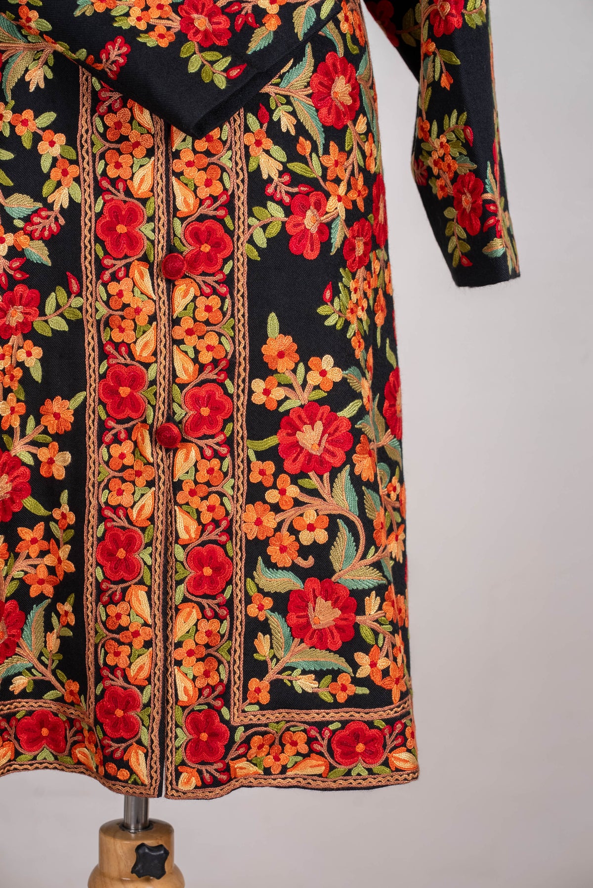 Crimson Garden Aari Hand Embroidered Long Jacket